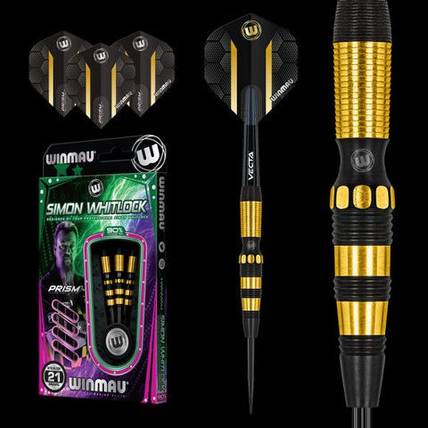 Simon Whitlock Gold - Black 90% Tungsten Steel Tip Darts by Winmau